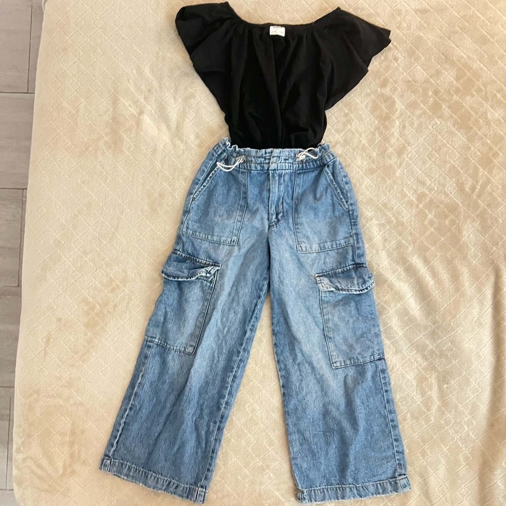 Zara Blue Flare Wide Leg Matching Set